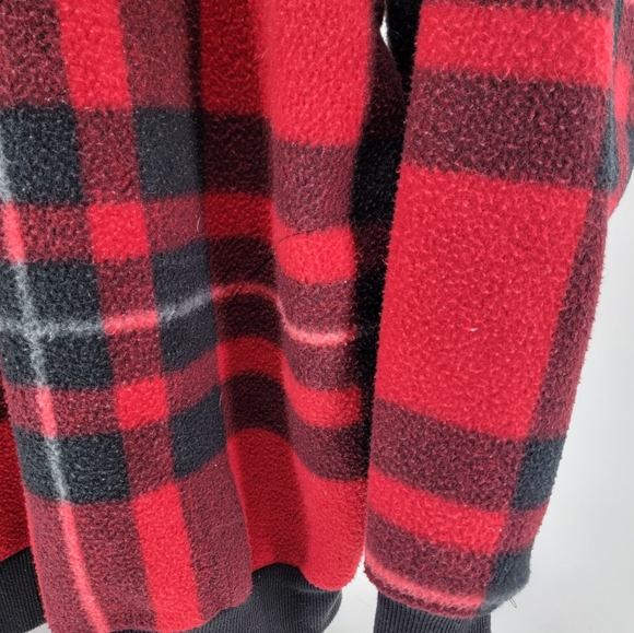 Vintage Bugle Boy Company Red Check Plaid 1/4 Zip Fishing Pullover Jacket XL - Picture 3 of 13